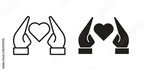 Life insurance icons silhouette vector flat illustration design. Stroke line icons