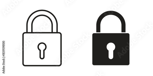 Lock icons silhouette vector flat illustration design. Stroke line icons