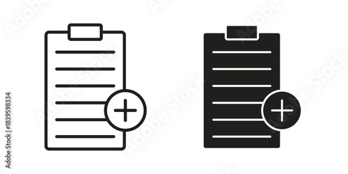Medical report icons silhouette vector flat illustration design. Stroke line icons