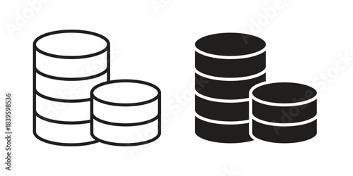 Money coin icons silhouette vector flat illustration design. Stroke line icons