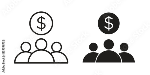 Mutual funds icons silhouette vector flat illustration design. Stroke line icons