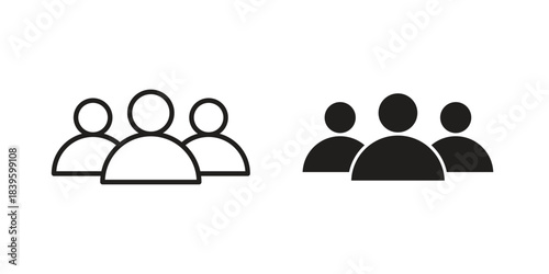 people icons silhouette vector flat illustration design. Stroke line icons