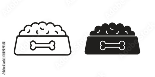Pet food icons silhouette vector flat illustration design. Stroke line icons