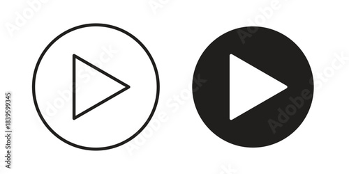 Play icons silhouette vector flat illustration design. Stroke line icons