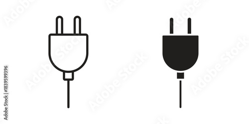 Plug adapter icons silhouette vector flat illustration design. Stroke line icons