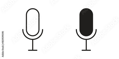 Podcast icons silhouette vector flat illustration design. Stroke line icons