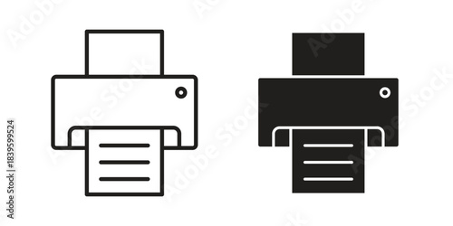 Print icons silhouette vector flat illustration design. Stroke line icons