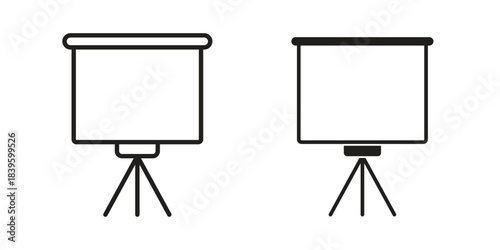 Presentation screen icons silhouette vector flat illustration design. Stroke line icons