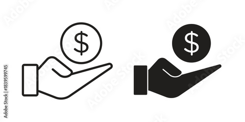 Refund icons silhouette vector flat illustration design. Stroke line icons