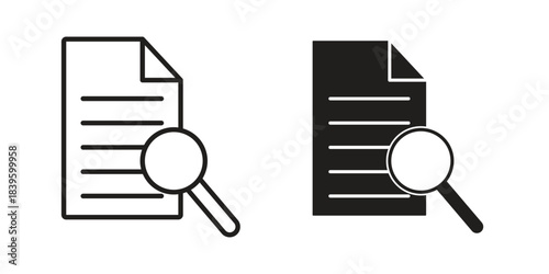 Research icons silhouette vector flat illustration design. Stroke line icons