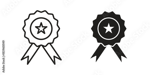 Rosette icons silhouette vector flat illustration design. Stroke line icons