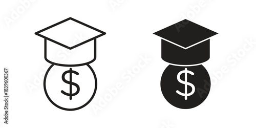 Scholarship icons silhouette vector flat illustration design. Stroke line icons