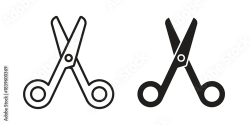 Scissors icons silhouette vector flat illustration design. Stroke line icons
