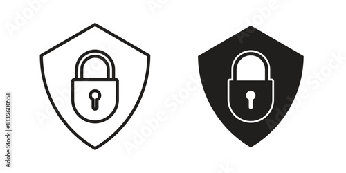 Security lock icons silhouette vector flat illustration design. Stroke line icons
