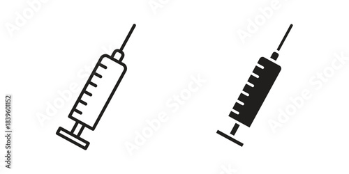 Syringe icons silhouette vector flat illustration design. Stroke line icons