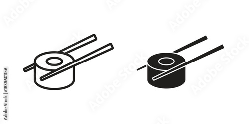 Sushi icons silhouette vector flat illustration design. Stroke line icons