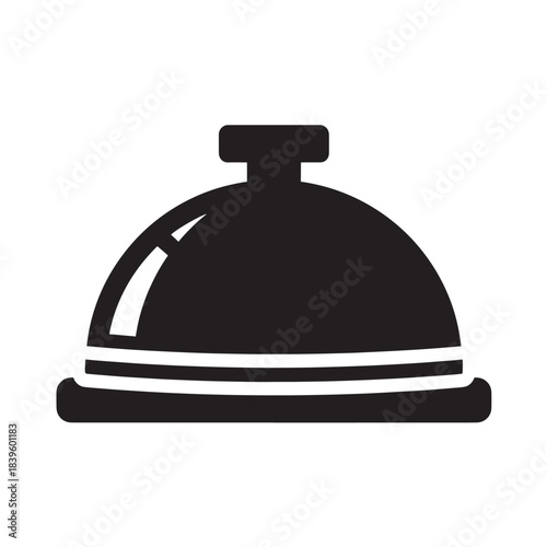 Food cover cloche for restaurant and catering service, black silhouette icon