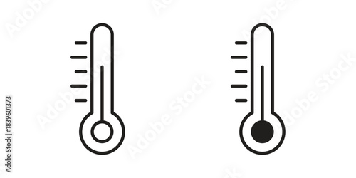 Thermometer icons silhouette vector flat illustration design. Stroke line icons