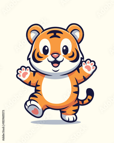 Playful Baby Tiger Mascot