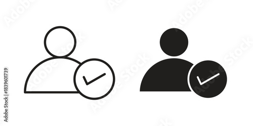 User check icons silhouette vector flat illustration design. Stroke line icons