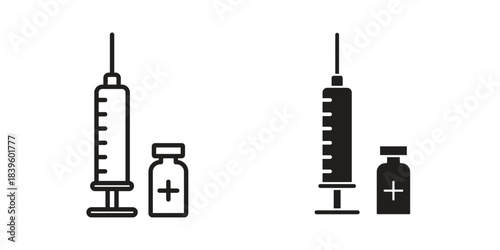Vaccination icons silhouette vector flat illustration design. Stroke line icons