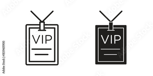 VIP pass icons silhouette vector flat illustration design. Stroke line icons