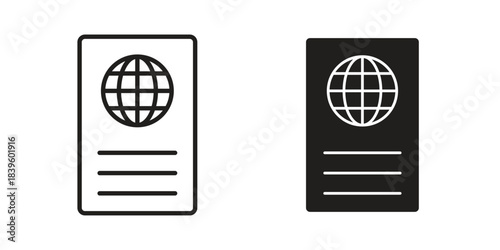 Visa icons silhouette vector flat illustration design. Stroke line icons