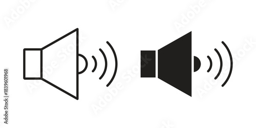 Volume icons silhouette vector flat illustration design. Stroke line icons