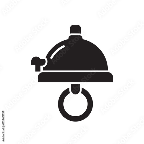 Room service food delivery icon for hospitality and hotel industry, flat black symbol