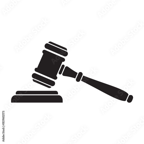 Judge gavel for courtroom and legal proceedings, minimalist icon design