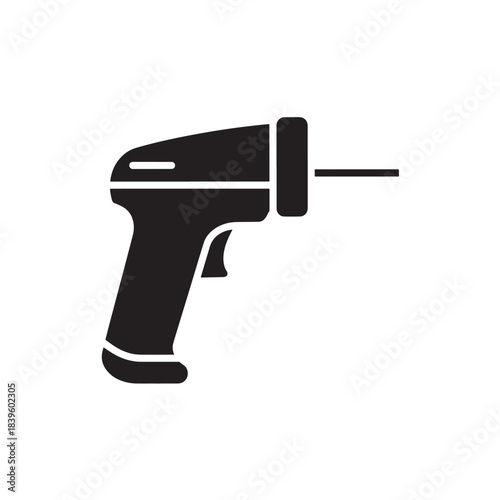 Non-contact infrared thermometer icon a simple black glyph design for quick temperature checks ideal for medical and industrial applications
