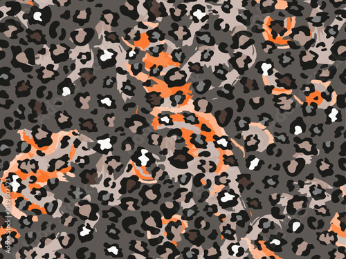 Full seamless leopard cheetah animal skin pattern. Anthracite gray background texture design for textile fabric print. Suitable for fashion use.