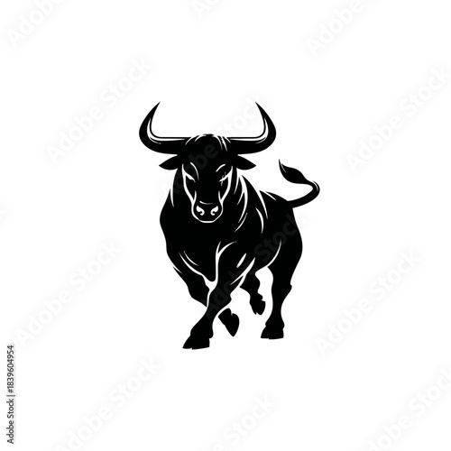 Black bull graphic design illustration on white background