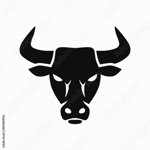 Black bull head silhouette strong symbol for business and financial concepts