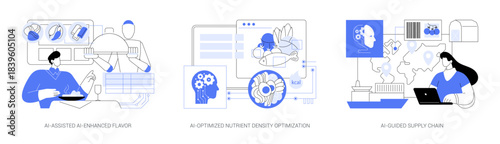 AI-Driven Food System Solutions abstract concept vector illustrations.