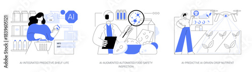 AI for Safer, Smarter Food Systems abstract concept vector illustrations.