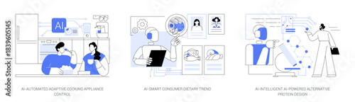 AI Trends in Modern Food Tech abstract concept vector illustrations.