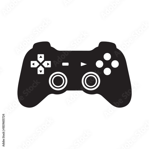 Black silhouette of a video game controller icon minimalist flat vector design for gaming apps websites and digital entertainment