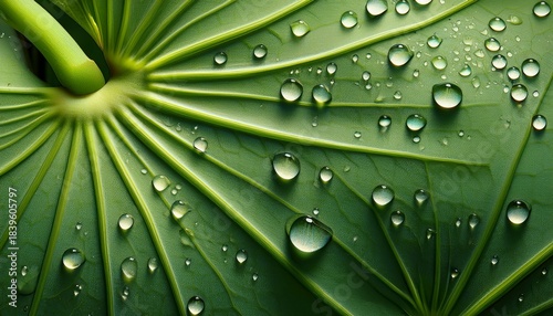 seamless pattern of hydrophobic water droplets on lotus leaf