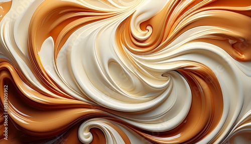 swirled white and caramel cream pattern