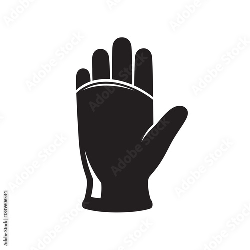 Single black silhouette protective work glove icon a flat vector design element for safety industry and labor concepts isolated on white background
