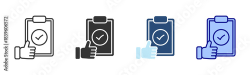 Verified Report Icon Set. Designed In Multi Style