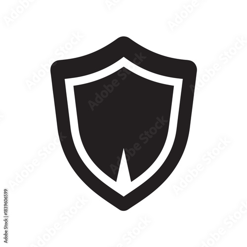 Black solid shield icon a minimalist glyph design representing security protection and privacy for web and app interfaces isolated on white background
