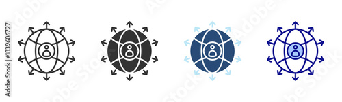 Global Network Icon Set. Designed In Multi Style