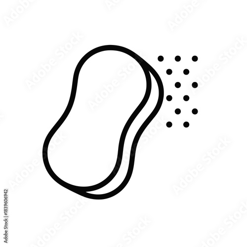 Thin-outline sponge painting tool icon, ideal for creative apps, art dashboards, painting toolkits, and design resource libraries focused on texture creation.