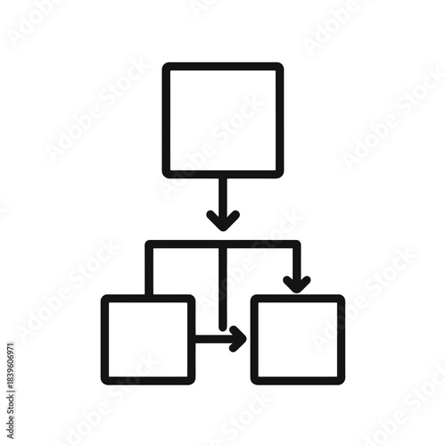 Thin-outline integration testing icon with connected layers, ideal for QA pipelines, system verification tools, development workflows, and software testing dashboards.