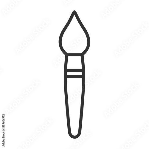 Thin-outline paintbrush icon with tapered bristles, ideal for art apps, painting toolkits, creative dashboards, and design resource libraries.