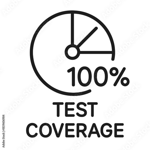 Thin-outline test coverage icon shaped as a segmented meter, ideal for QA dashboards, coverage reports, automation tools, and software quality monitoring.