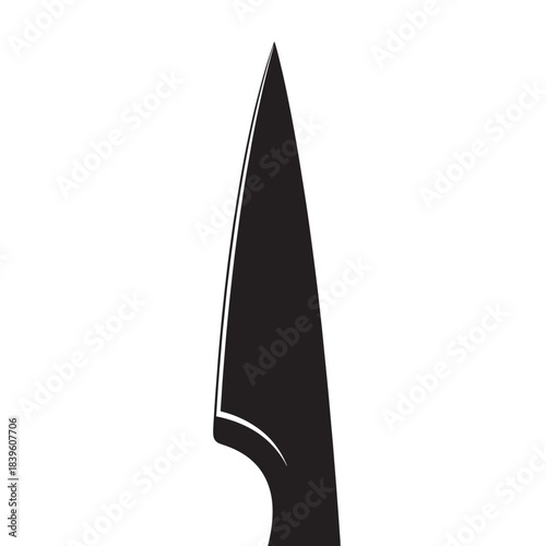 Sharp black knife blade tip a minimalist vector illustration depicting danger or precision isolated on a clean white background