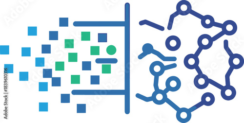 Data transformation and processing icon for machine learning and ai